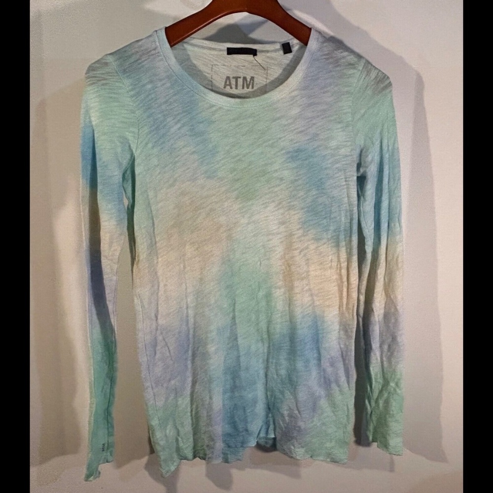 NWOT ATM Anthony Thomas Melillo Tie-Dye Slub Long-Sleeve T-Shirt Amalfi Combo XS